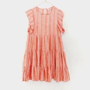 Elan Ruffle Tiered Pink Summer Dress